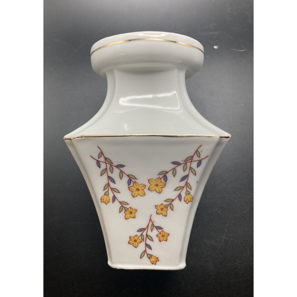 I.W. Rice Co Asian-Style Bud Vase w/Yellow Flowers Made in Japan 5" Tall Vintage